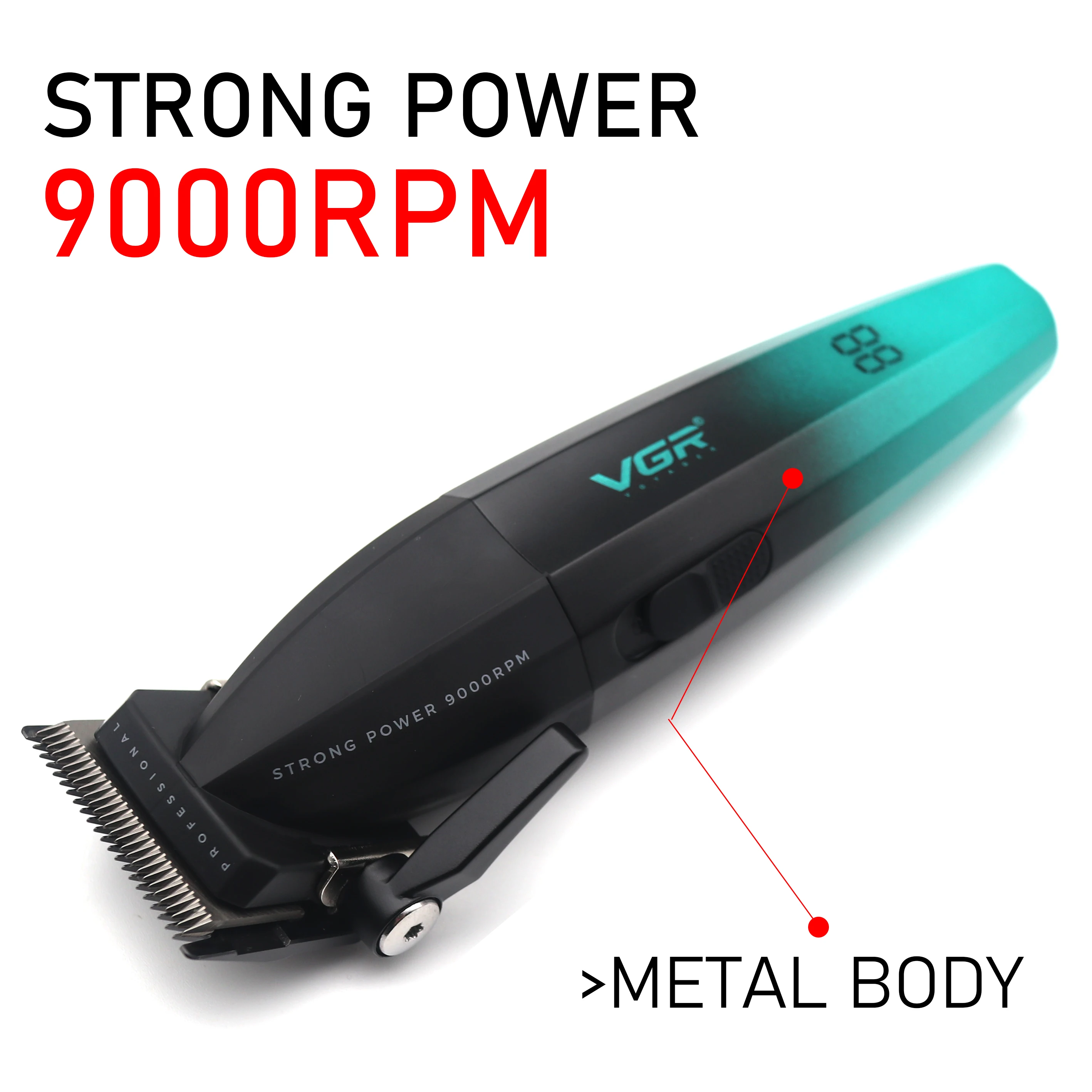 VGR Men's Full Metal Professional Hair Clipper Kit