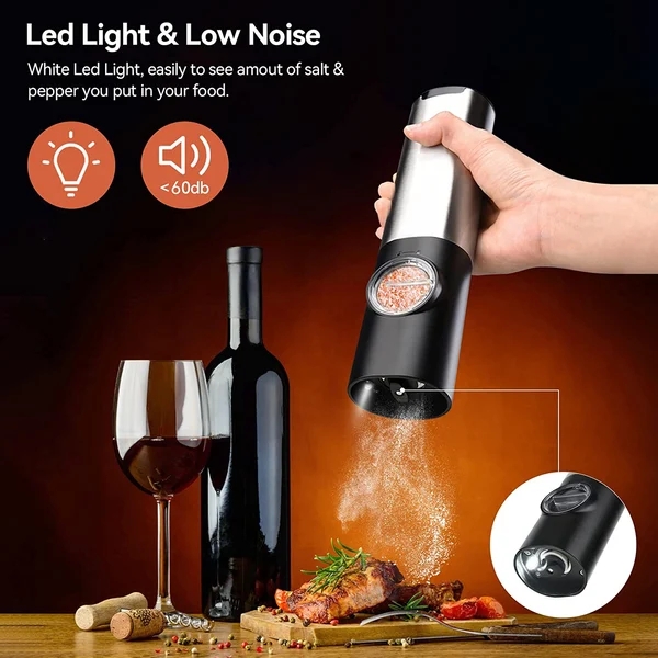 Electric All-In-One Spice Grinder: One-Touch Pepper & Salt Mill