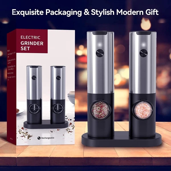 Electric All-In-One Spice Grinder: One-Touch Pepper & Salt Mill