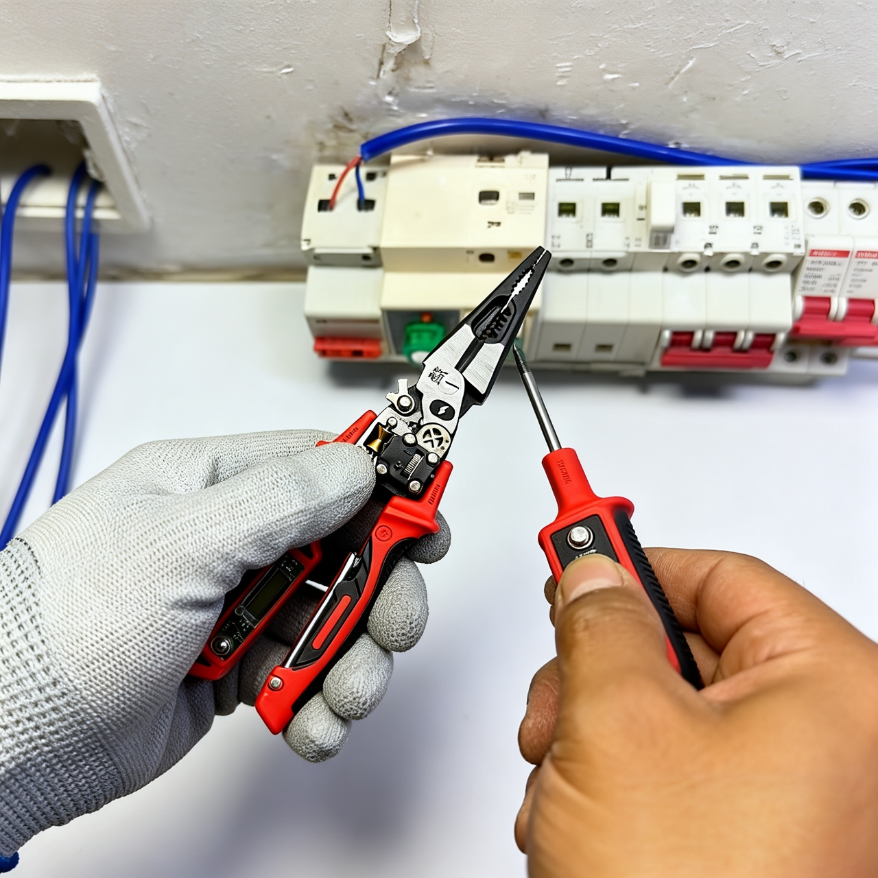 2026 Upgraded Digital Voltage Tester Pliers, 8-in-1 Wire Stripping & Crimping Tool with LCD Display, Built-in Screwdriver for Electricians & DIYers