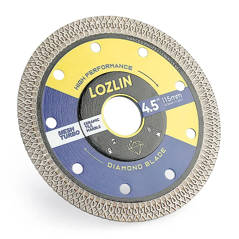 LOZLIN 3PCS 4.5" (115MM) Mesh Turbo Diamond Cutting Disc - Grinding & Cutting Blade for Tile, Ceramic, Marble - Fits Angle Grinder