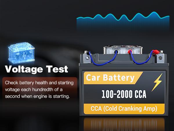 Product Introduction of ANCEL BM200 12V Car Battery Tester, Bluetooth 4.2 Auto Battery Load Analyzer for Lithium & Lead-Acid Batteries with Cranking Charging Test Alarm Record Voltage History 3