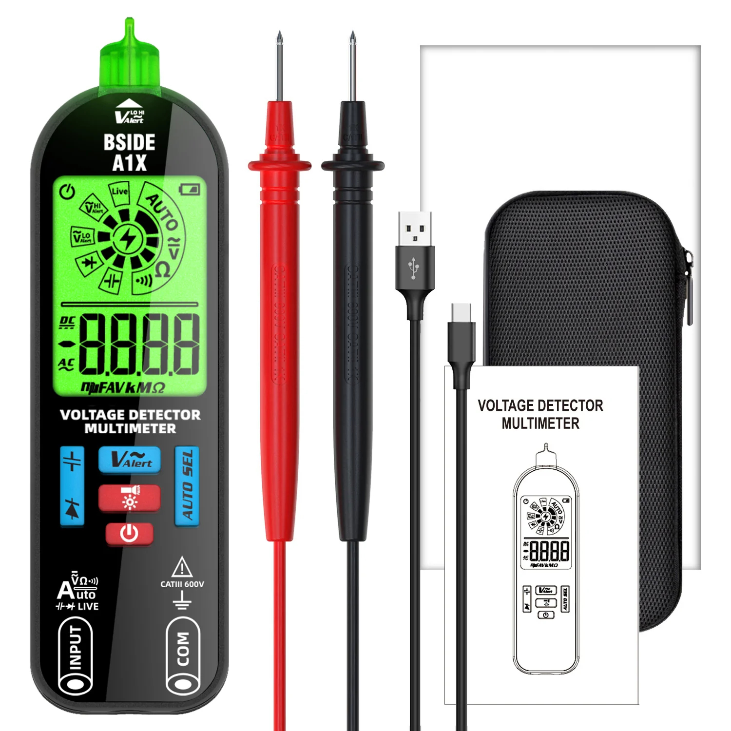 Digital Multimeter Tester Rechargeable Electrical Voltmeter