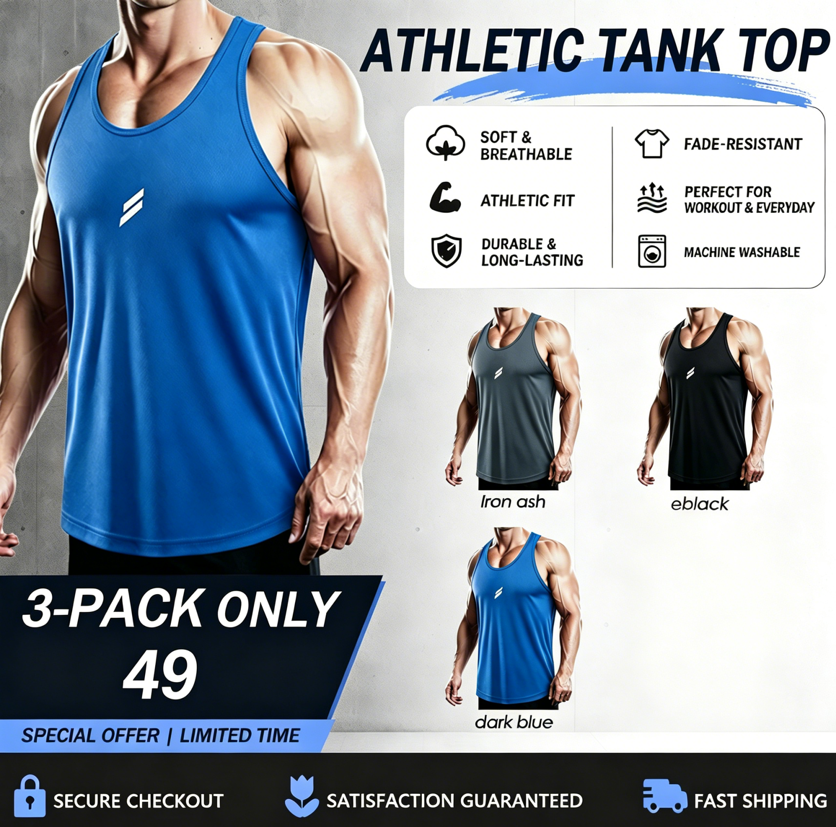 Men’s Sleeveless Muscle Fit Tank Top