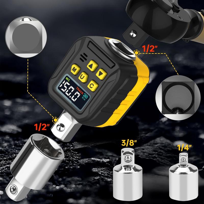 1/2 inch drive digital torque adapter, color LCD display, torque wrench calibration tool for automotive, motorcycle torque meter