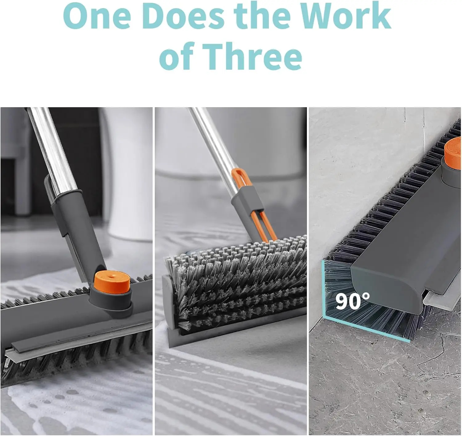 AIRU Floor Scrub Brush Bathtub Brush with Long Handle 3 in 1 Scrape and Heavy-Duty Stiff Bristle Scrubber Brush for Cleaning Shower Bathroom Patio Garage Kitchen Wall and Deck Cleaning Supplies for Home Essential Items for Home Christmas Gifts