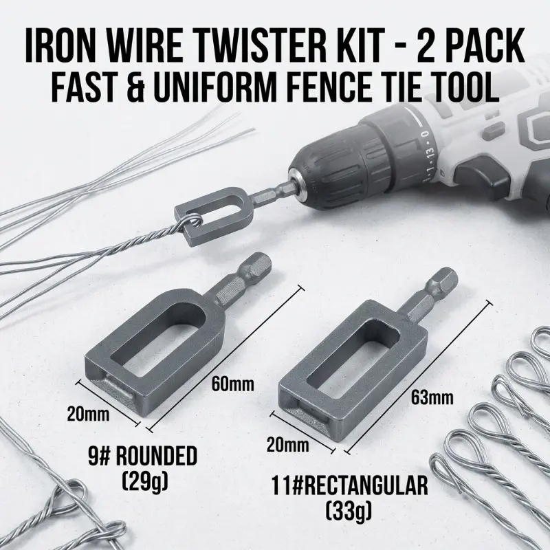 🔩 Heavy-Duty Wire Twister Tool for Drill ⚙️, High-Carbon Steel Rebar Tie Wire Twisting Bit, Fast Wire Tying Attachment for Construction 🏗️, Fencing 🚧, and Gardening 🌱