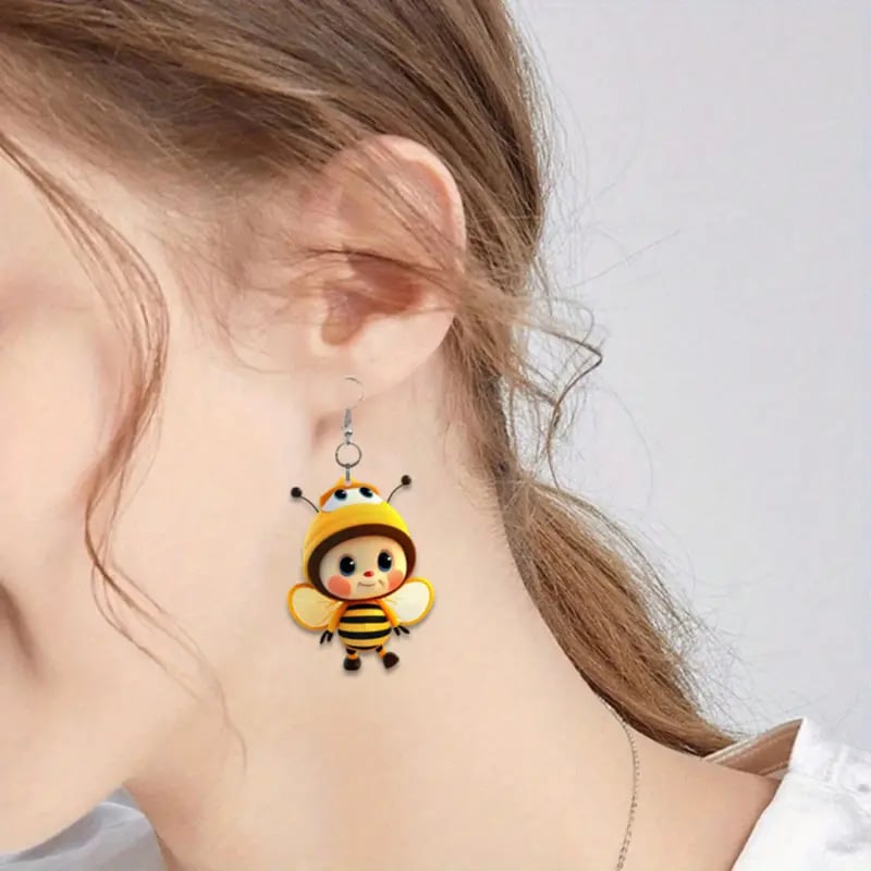 (🔥HOT SALE NOW 49% OFF) -🌻Cute Sunflower & Bee Acrylic Earrings🐝
