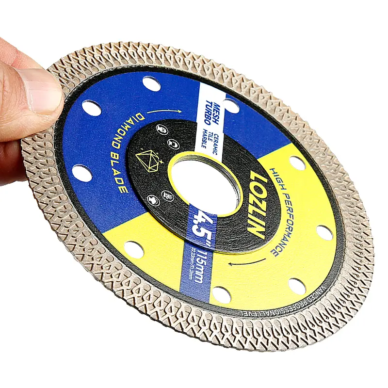 LOZLIN 3PCS 4.5" (115MM) Mesh Turbo Diamond Cutting Disc - Grinding & Cutting Blade for Tile, Ceramic, Marble - Fits Angle Grinder