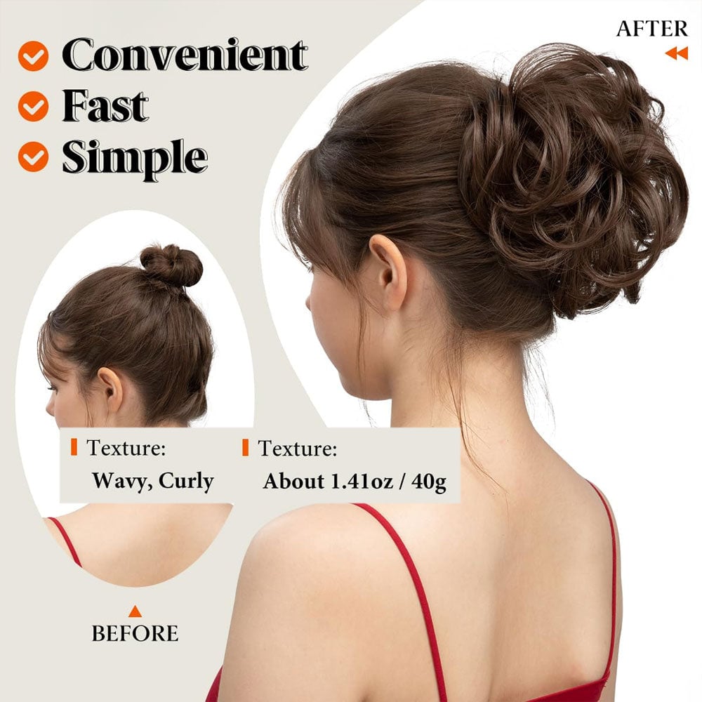 Messy Bun Hair Piece Side Comb Clip in Hair Bun Hairpiece