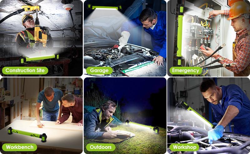 3000LM Work Light Flashlight, 5200mAh Rechargeable Underhood Lighting with Magnetic Base & Hanging Hooks, Handy Light for Car Repair/Garage/Job site/Power Outage/Emergency, Waterproof Durable Ledlight, Boyfriend Husband Father's Gift