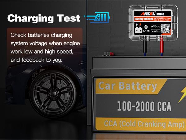 Product Introduction of ANCEL BM200 12V Car Battery Tester, Bluetooth 4.2 Auto Battery Load Analyzer for Lithium & Lead-Acid Batteries with Cranking Charging Test Alarm Record Voltage History 6