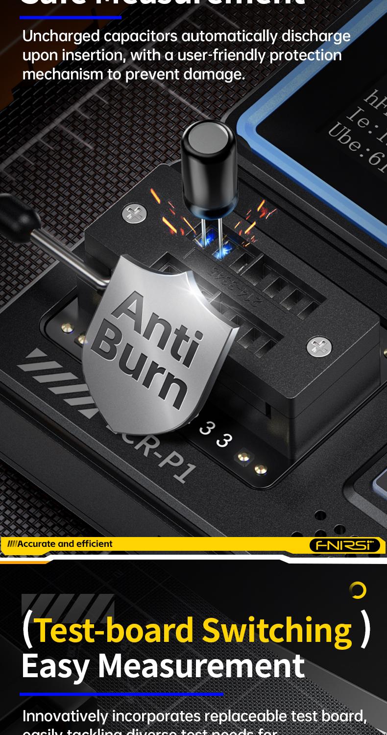 Product Introduction of FNIRSI LCR-P1 Transistor Tester Diode Triode Capacitance Resistance Meter LCR ESR Meter NPN PNP MOSFET IR Multifunction Tester 4