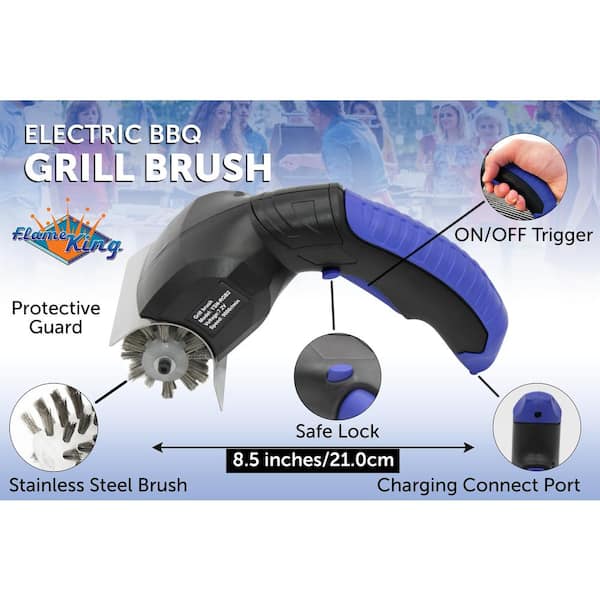 Electric BBQ Grill Brush, Cordless and Rechargeable, Stainless Steel Bristles