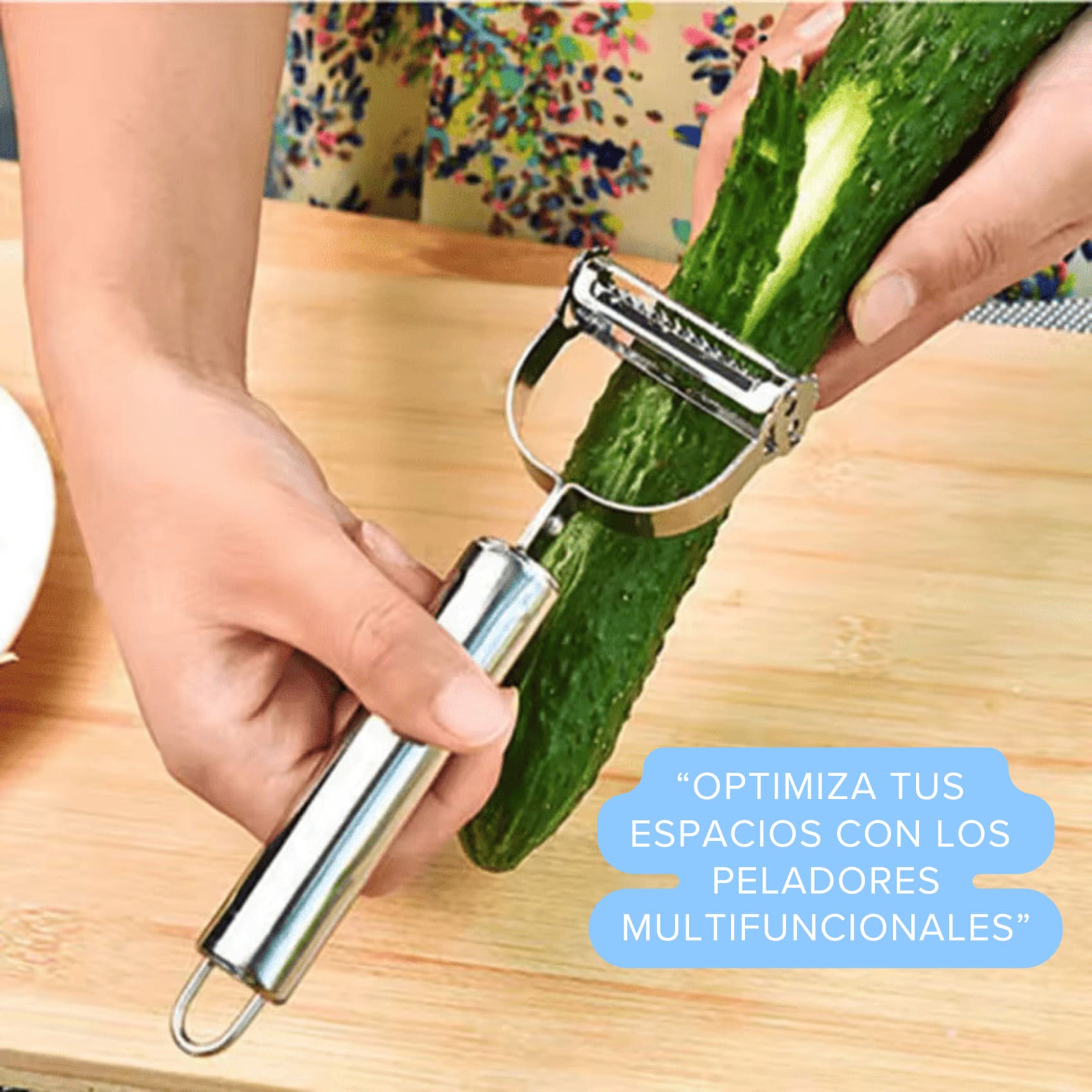 Pelador Multifuncional (Pela Rebana Descorazona Acanala Corta) Frutas y Verduras Doble Cabezal Acero Inox