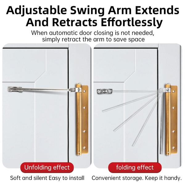 Automatic Door Closer, Zinc Alloy Safety Spring Door Closer Adjustable 50 kg Closing Door Hinge