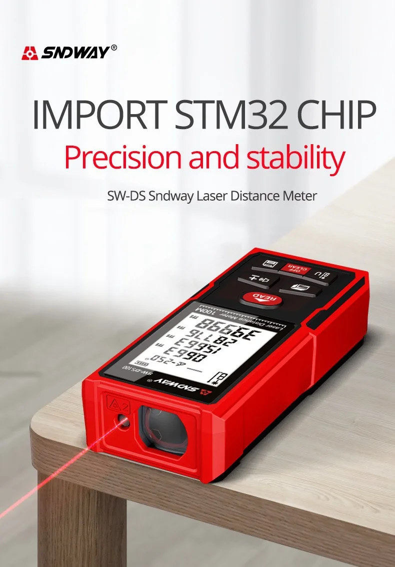 2024 NewSW-DS120 Handheld Laser Rangefinder, 131ft Electronic Ruler, Infrared Laser Ruler, Portable Distance Meter for Outdoor, Construction, Decoration, Room Measurement