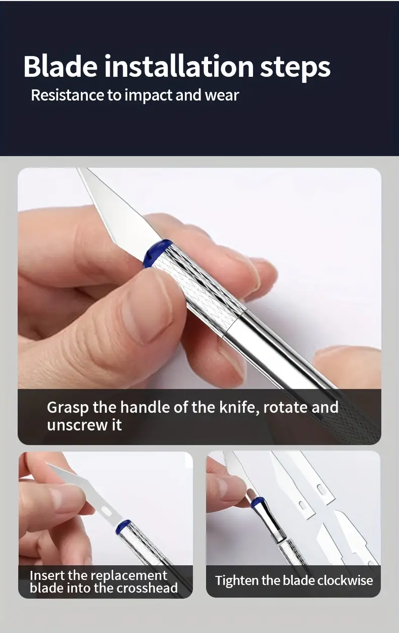 13pcs metal carving knife pen art seal cutting manual combination paper cuttings non slip gadget diy precision repair tool details 8