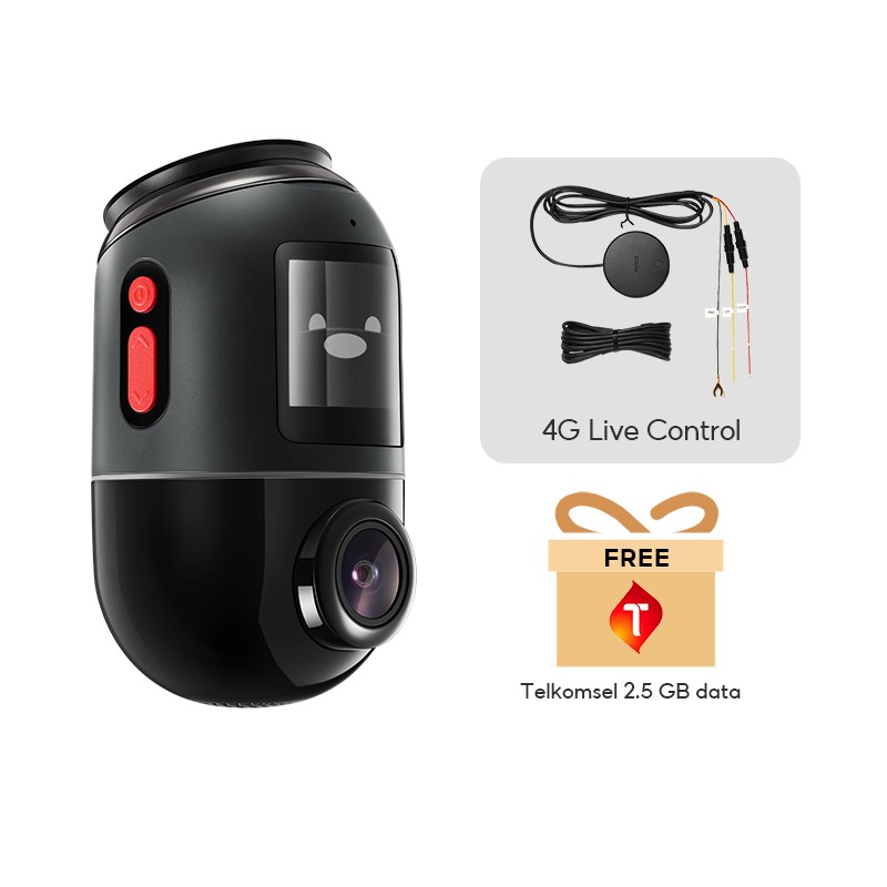 70mai Dash Cam Omni X200 360° Full View 4G Connect HD 1080P FOV 140° - Hitam+4G Kit, Built-in 64G