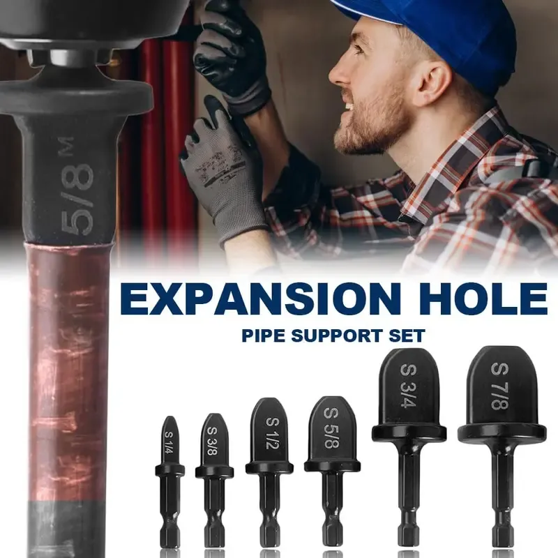 Swaging Tool Drill Bit Set, 2025 New HVAC Repairing Set Air Conditioner Copper Pipe Reamer, Manual Pipe Swage Tool Drill Bit Soft Copper tubing 1/4''， 3/8''，1/2''， 5/8''，3/4''，7/8'' Bits Set, dealsforyoudays