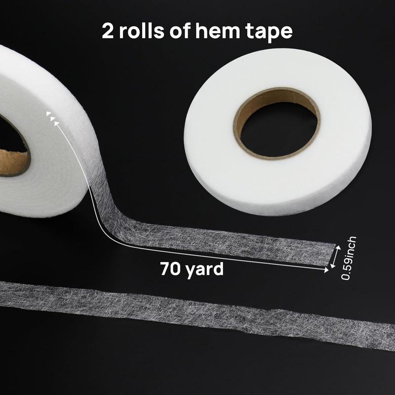 Stitch Witchery 140 Yards Iron on Hemming Tape - 2 Rolls, 0.59 inch No Sew No Iron Fusible Tape for Hemming, Curtains, Pants, Clothes
