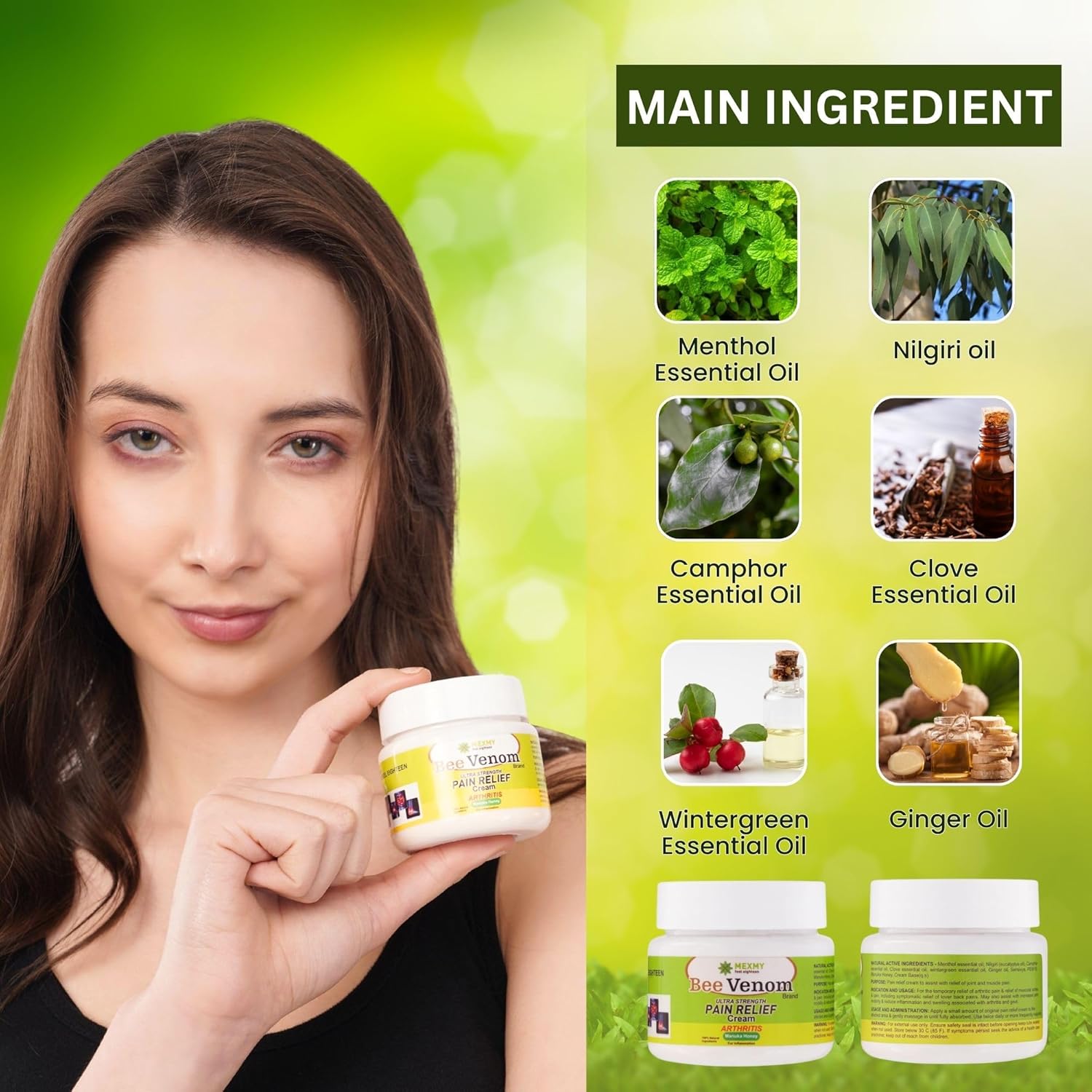 Bee Venom Pain Relief Cream | Joint and Bone Healing Cream | Natural Bee Venom Formula for Arthritis and Muscle Pain Relief