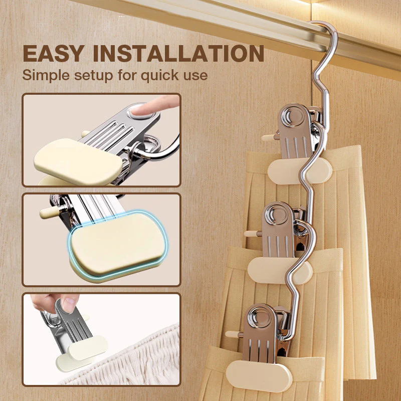 👔🧺 Multifunctional Drying Rack Hangers with Clips - Powerful, Non-Slip Rubber Coating & Durable Stainless Steel (Ideal for Washing Machine & Storage)