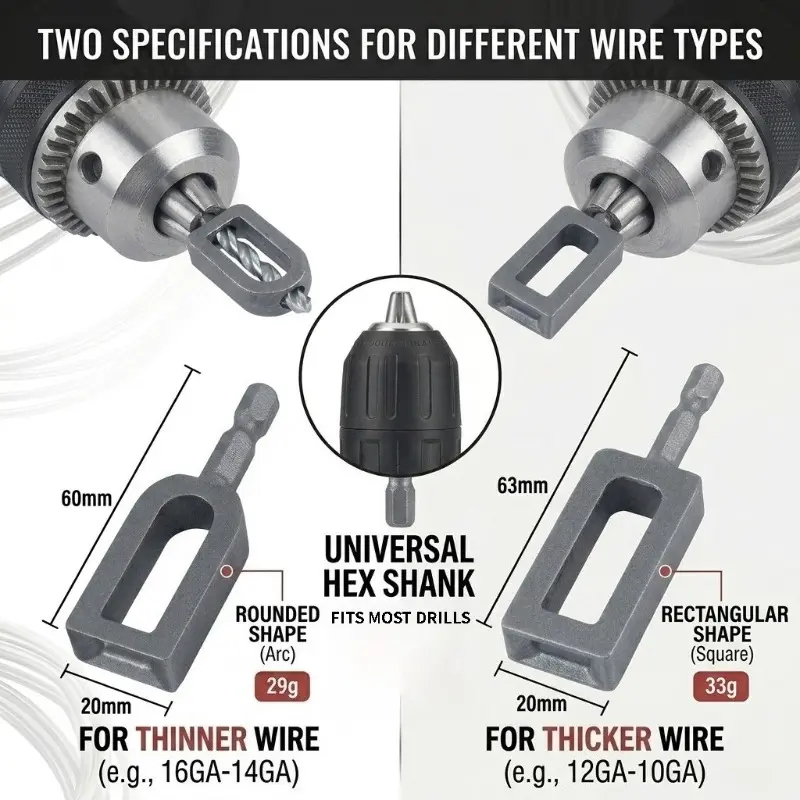 🔩 Heavy-Duty Wire Twister Tool for Drill ⚙️, High-Carbon Steel Rebar Tie Wire Twisting Bit, Fast Wire Tying Attachment for Construction 🏗️, Fencing 🚧, and Gardening 🌱