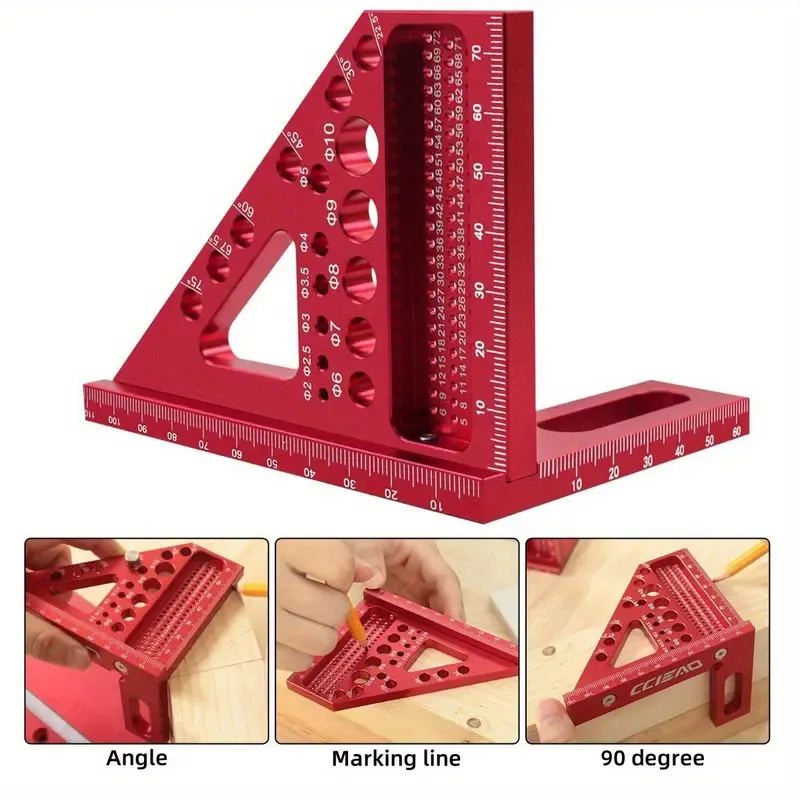 3D Multi-angle Carpenter Square Scriber, Drawing Line Ruler, High Precision Woodworking Square Protractor for Carpenters, Construction, Craftsmen and DIY, Tool, Heavy Duty, Industrial, Hardware, Cool Gadgets