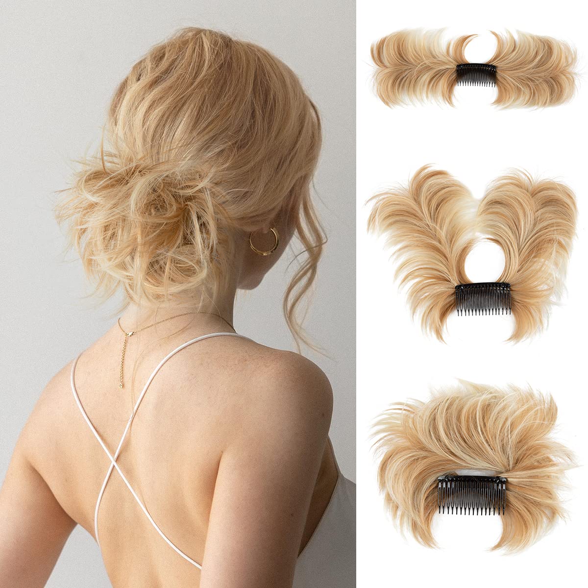Messy Bun Hair Piece Side Comb Clip in Hair Bun Hairpiece