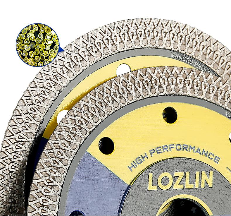LOZLIN 3PCS 4.5" (115MM) Mesh Turbo Diamond Cutting Disc - Grinding & Cutting Blade for Tile, Ceramic, Marble - Fits Angle Grinder