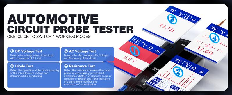 Product Introduction of VDIAGTOOL V200 Pro Automotive Power Circuit Probe Tester Breaker Finder Tool, 12/24V Electrical Open Short Circuit Finder, Wire Tracer, AC DC Voltage Trailer Relay Fuse Test car checker device Detector Portable 12