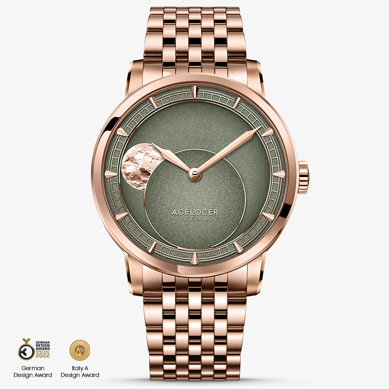 Agelocer New In Original Panoramic Luminous Moon  Phase Design  Luminous Moon Sapphire Glass