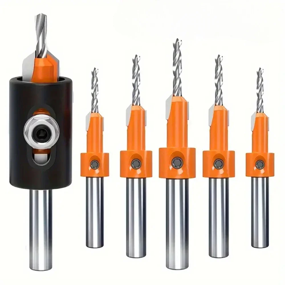  Juego 6 Piezas Brocas Avellanadoras Madera Tope Ajustable