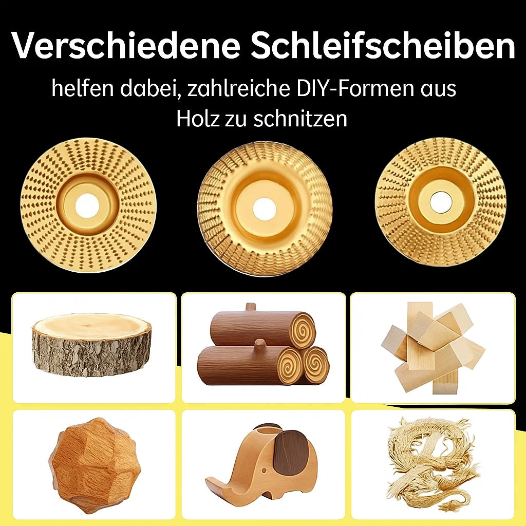 Wood carving disc set for angle grinders – Clean shaping without loss of power
