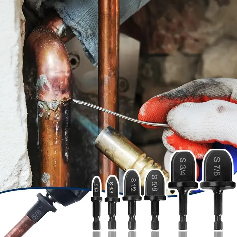 Swaging Tool Drill Bit Set, 2025 New HVAC Repairing Set Air Conditioner Copper Pipe Reamer, Manual Pipe Swage Tool Drill Bit Soft Copper tubing 1/4''， 3/8''，1/2''， 5/8''，3/4''，7/8'' Bits Set, dealsforyoudays