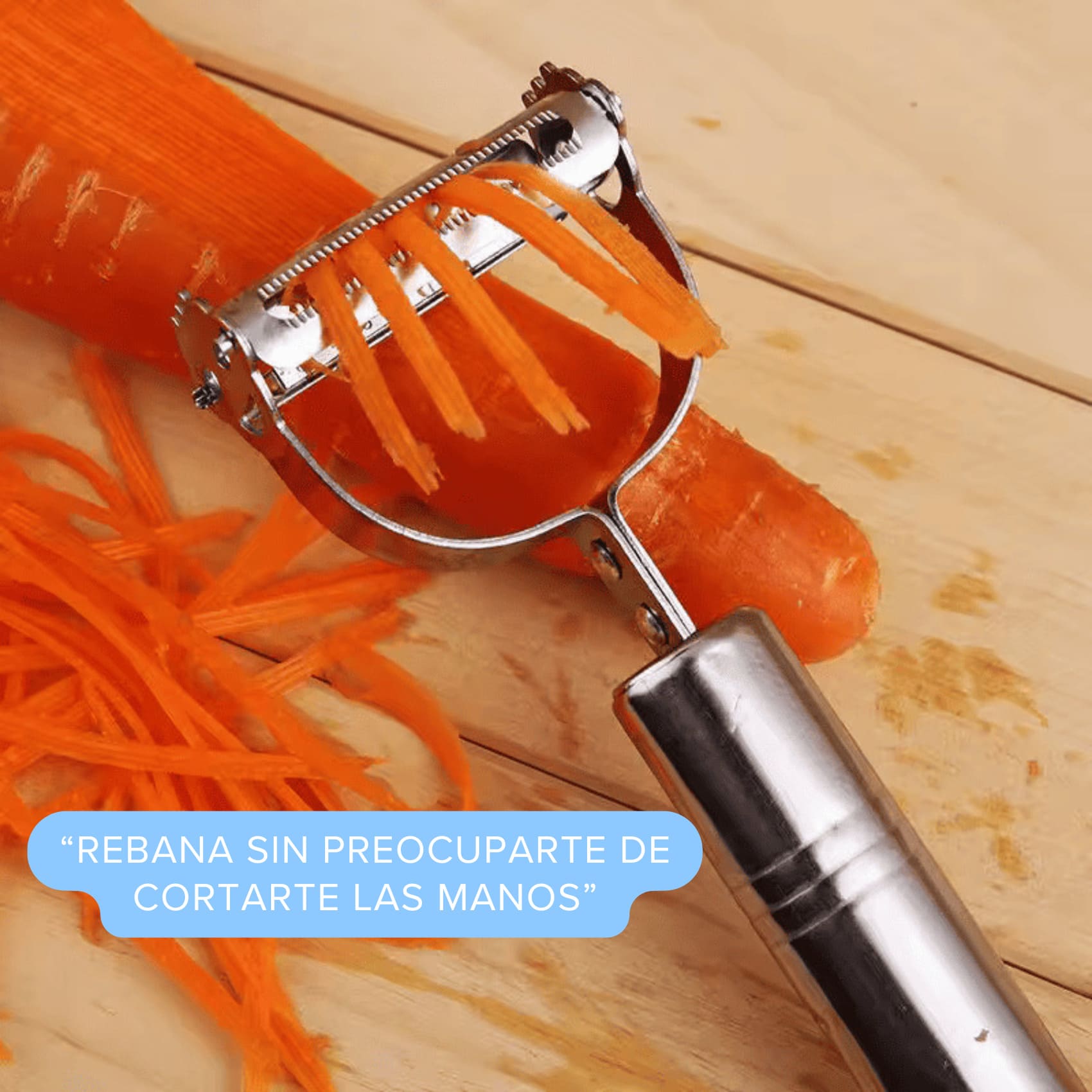 Pelador Multifuncional (Pela Rebana Descorazona Acanala Corta) Frutas y Verduras Doble Cabezal Acero Inox