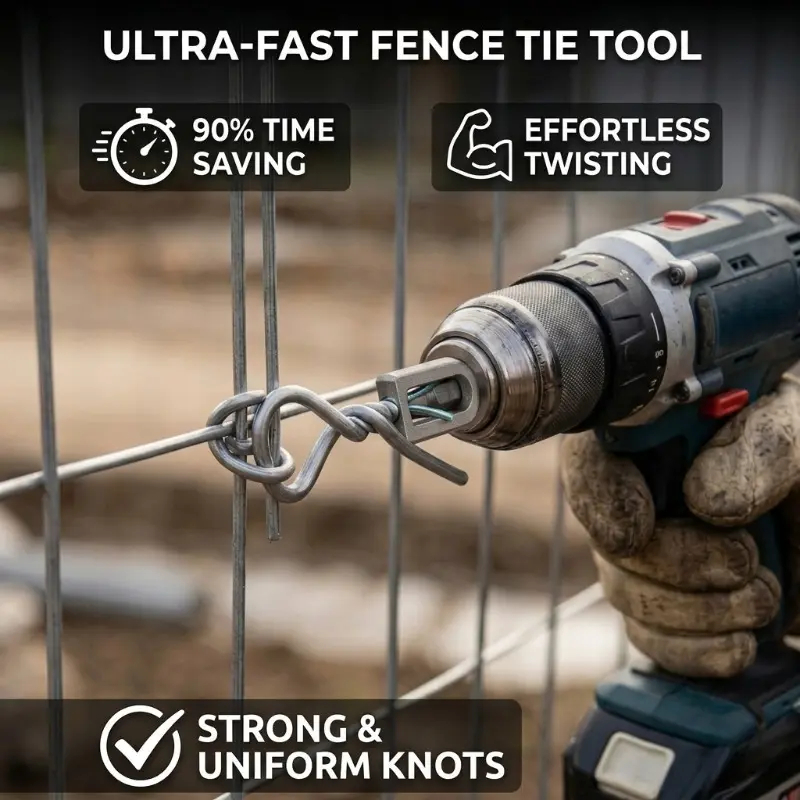 🔩 Heavy-Duty Wire Twister Tool for Drill ⚙️, High-Carbon Steel Rebar Tie Wire Twisting Bit, Fast Wire Tying Attachment for Construction 🏗️, Fencing 🚧, and Gardening 🌱