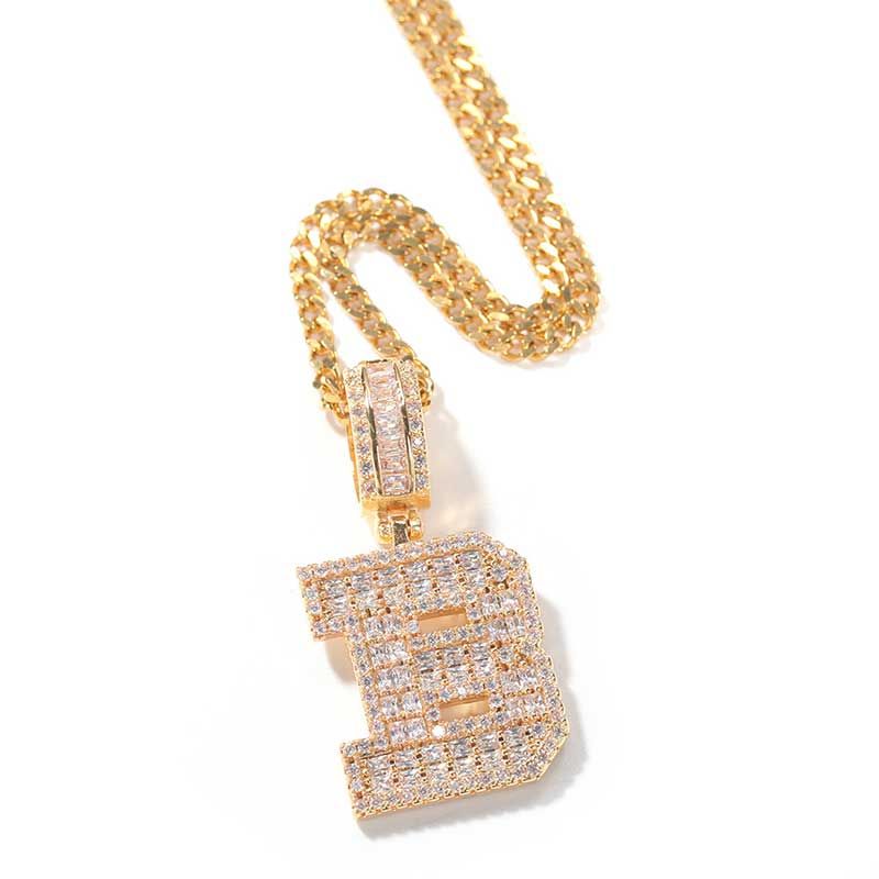 Helloice Baguette A to Z Initials Letters Pendants in Gold