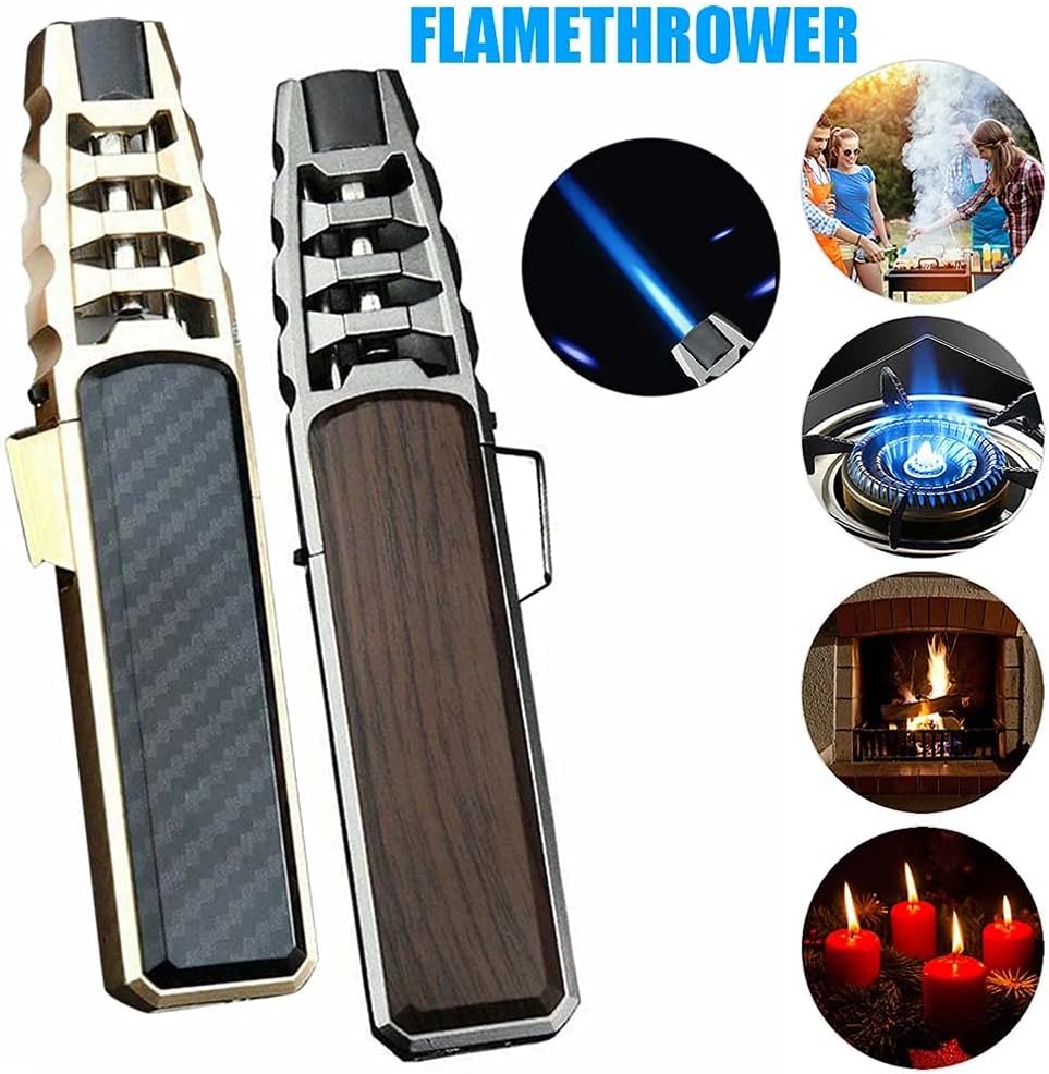 With Solar Beam Torch Spraying Flame, Refillable Butane, Windproof Lighter for Candle Camping BBQ Kitchen (Butane Not Included) Christmas Gift