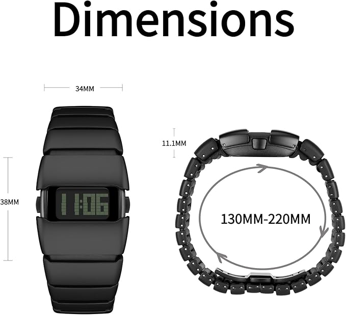 Unique Metal Wristwatch, Stainless Steel Men's Digital Watches