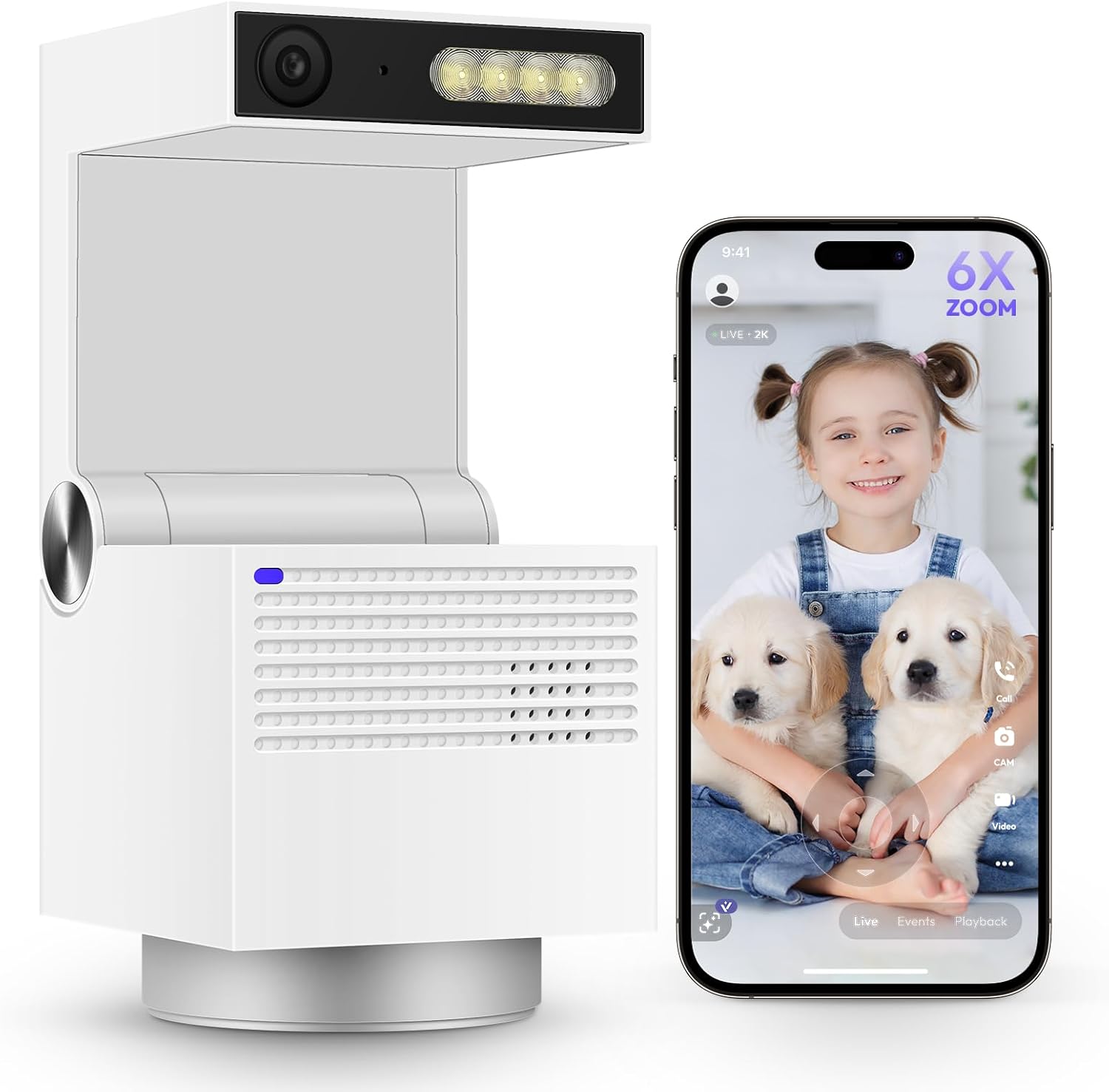 2.7K HD Indoor Security Camera with 6X Zoom, Action Tracking Applicable for Baby & Pet