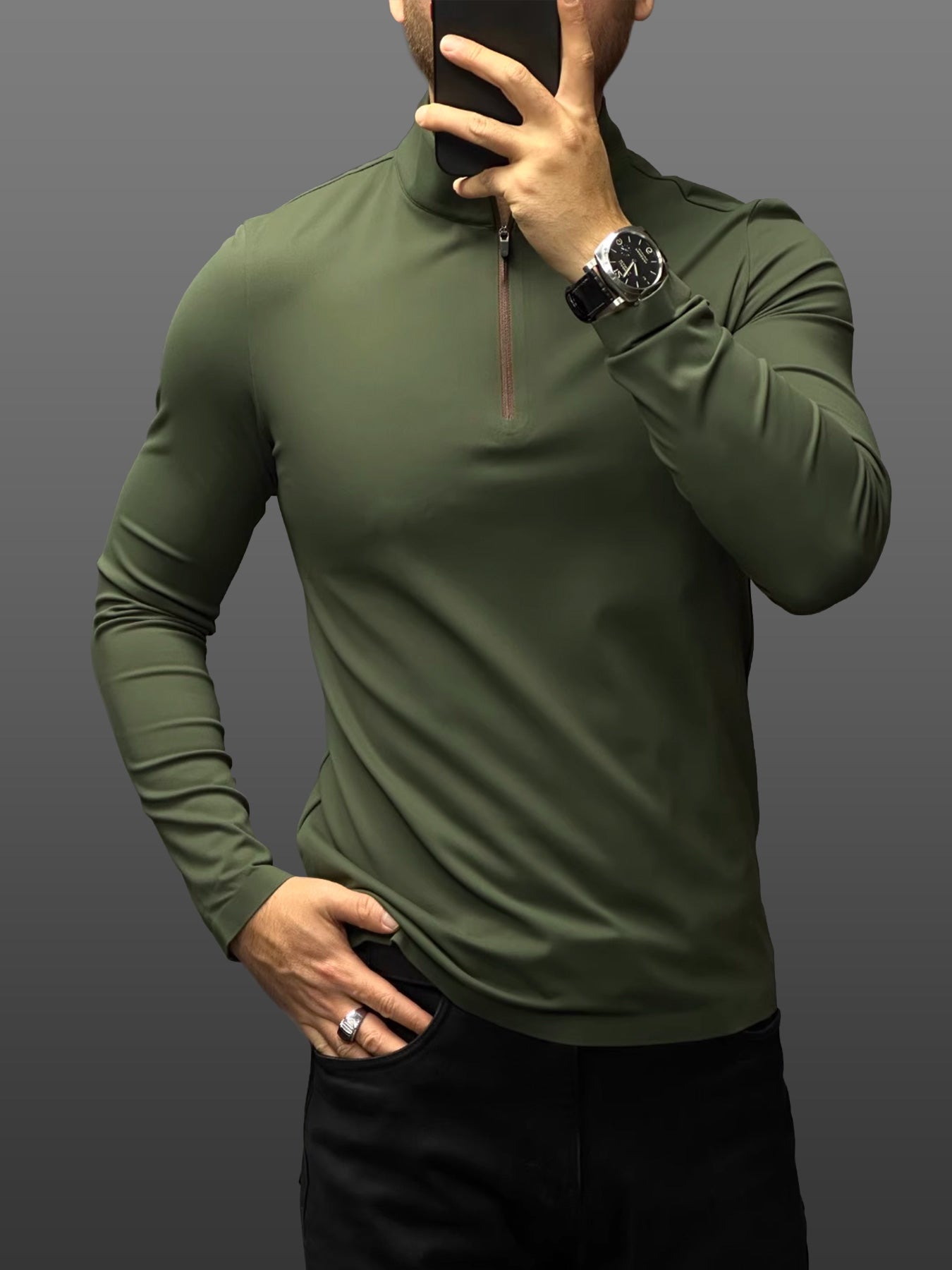 SmoothBlend Half Zip Mock Neck Tee