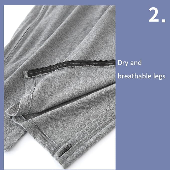Fully open crotchless pants - Front and back Velcro side zipper design - Suitable for bedridden elderly people