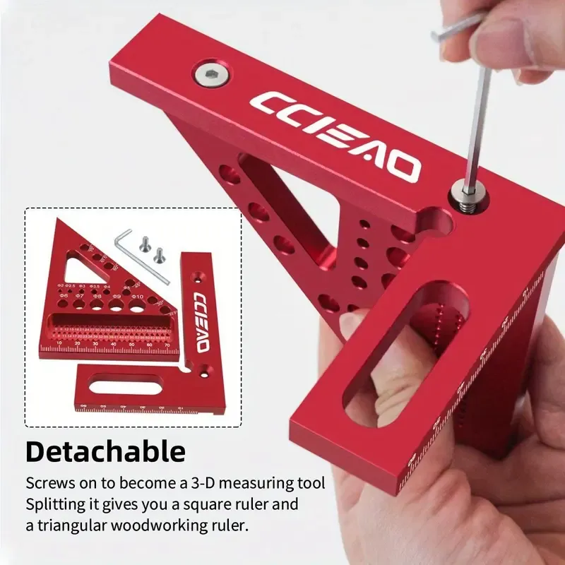 3D Multi-angle Carpenter Square Scriber, Drawing Line Ruler, High Precision Woodworking Square Protractor for Carpenters, Construction, Craftsmen and DIY, Tool, Heavy Duty, Industrial, Hardware, Cool Gadgets