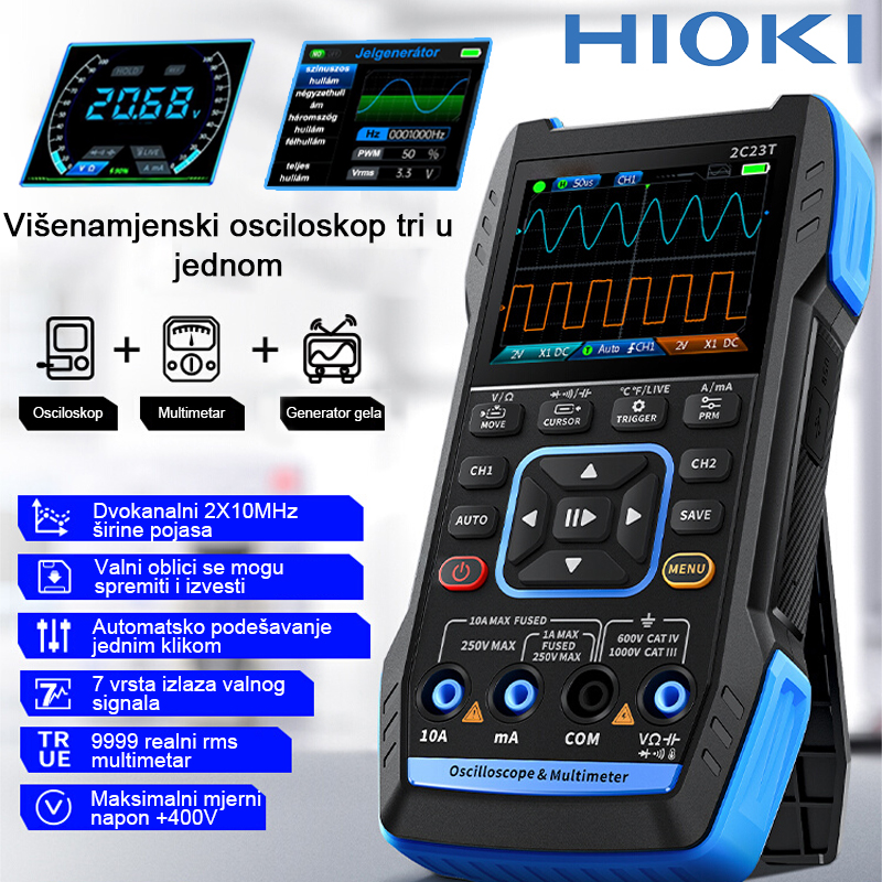  Večnamenski osciloskop Hioki tri v enem + generator signala + multimeter