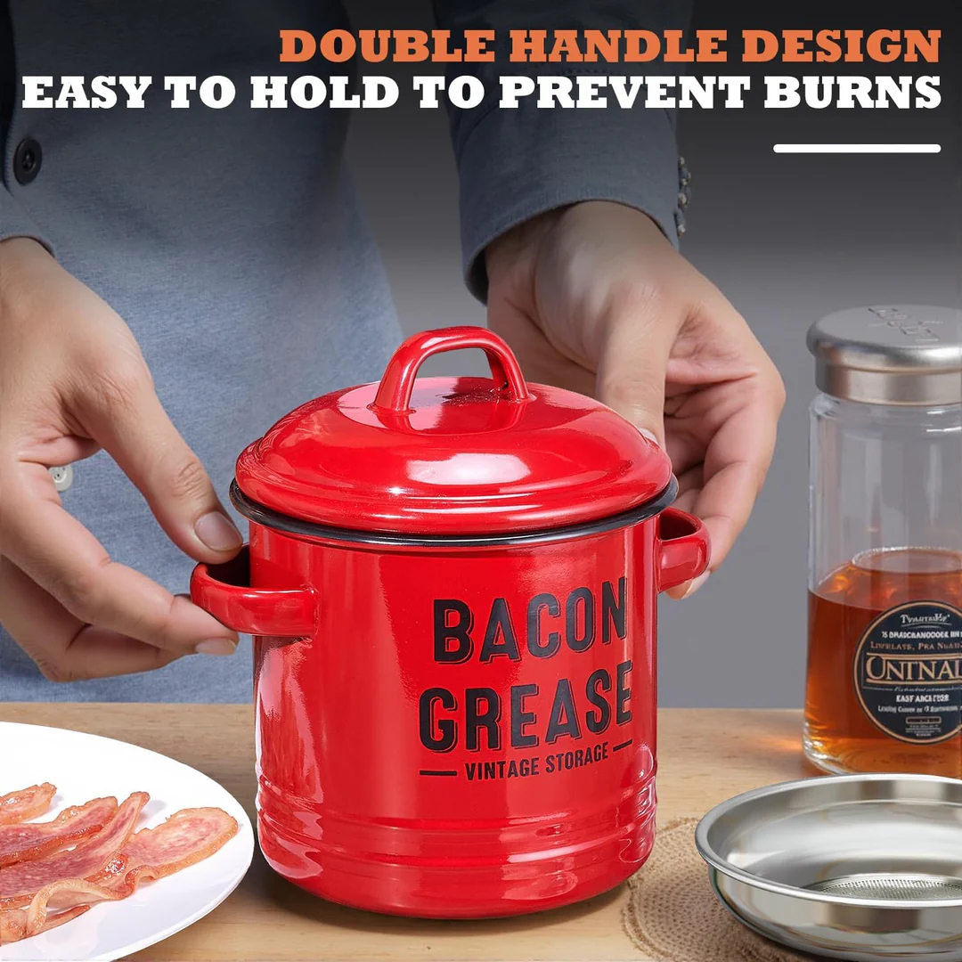 Bacon Grease Container with Strainer Kitchen Oil Storage Can
