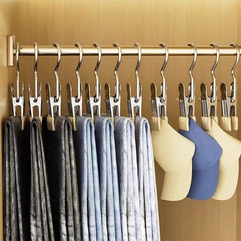 👔🧺 Multifunctional Drying Rack Hangers with Clips - Powerful, Non-Slip Rubber Coating & Durable Stainless Steel (Ideal for Washing Machine & Storage)
