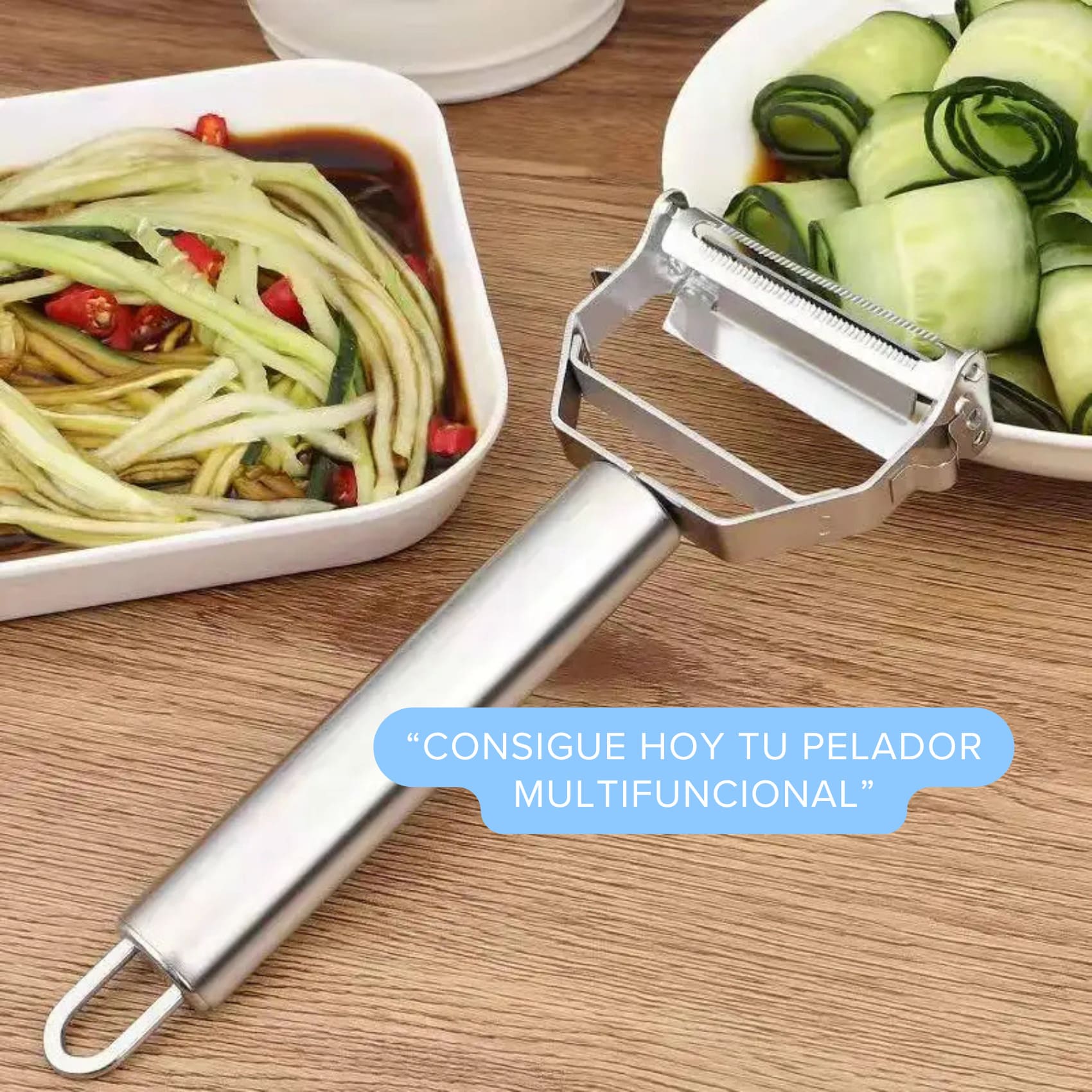 Pelador Multifuncional (Pela Rebana Descorazona Acanala Corta) Frutas y Verduras Doble Cabezal Acero Inox