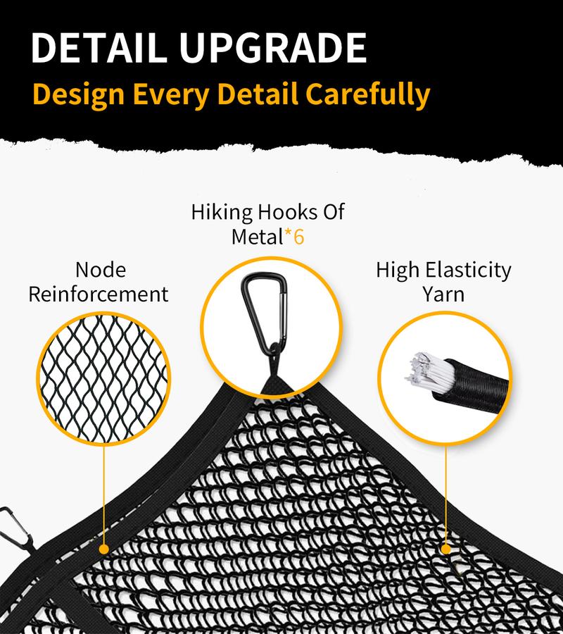 Product Introduction of Highly Elastic Cargo Net, Simple Truck Bed Cargo Mesh Organizer, Ideal for ATV, SUV, UTV, Truck and Boat Use - OYAGU 6